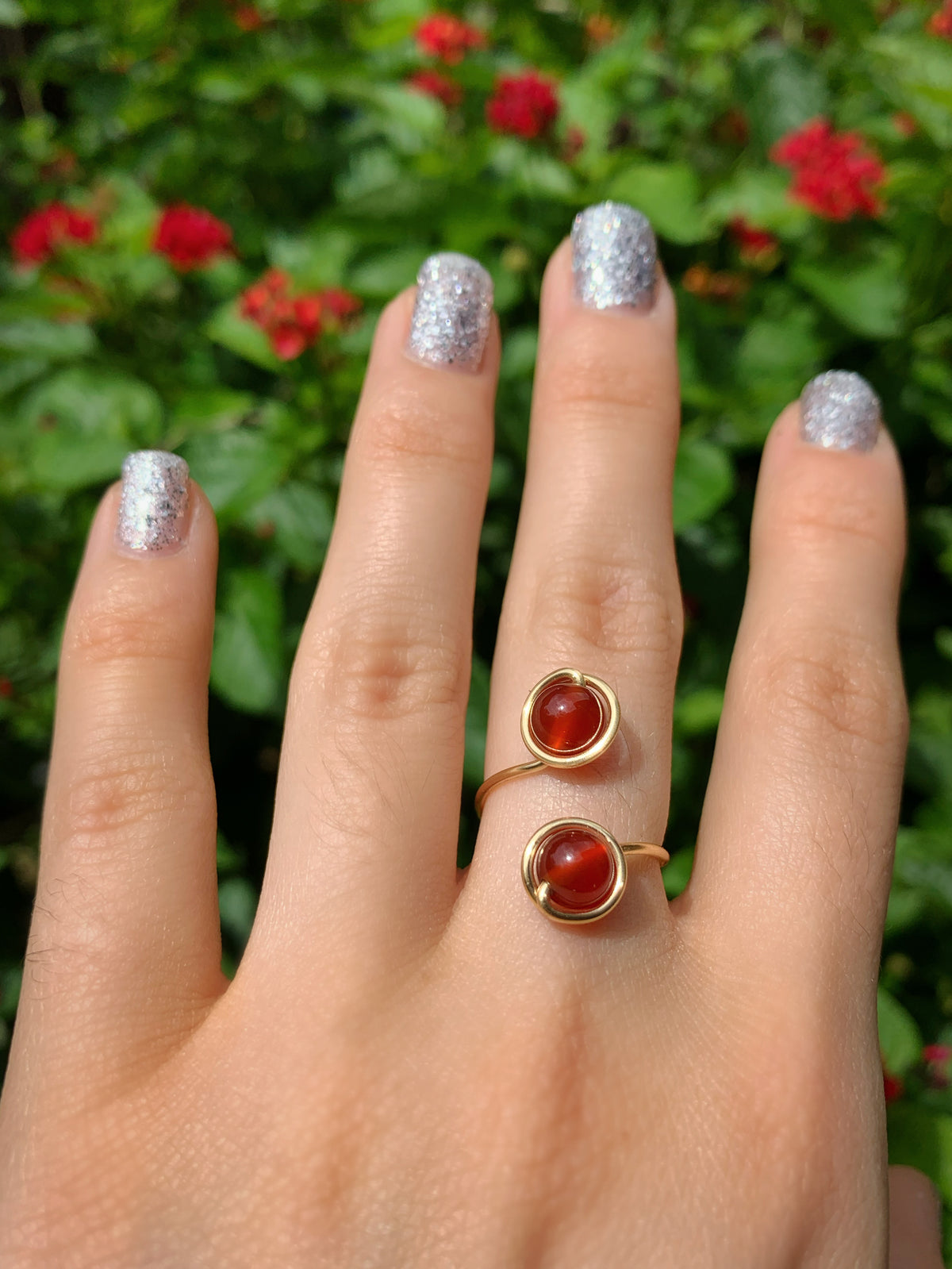 Crystal Double Adjustable Rings