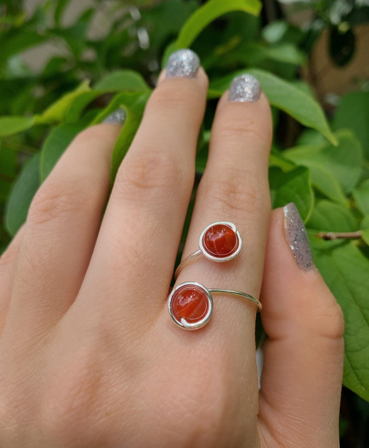 Crystal Double Adjustable Rings