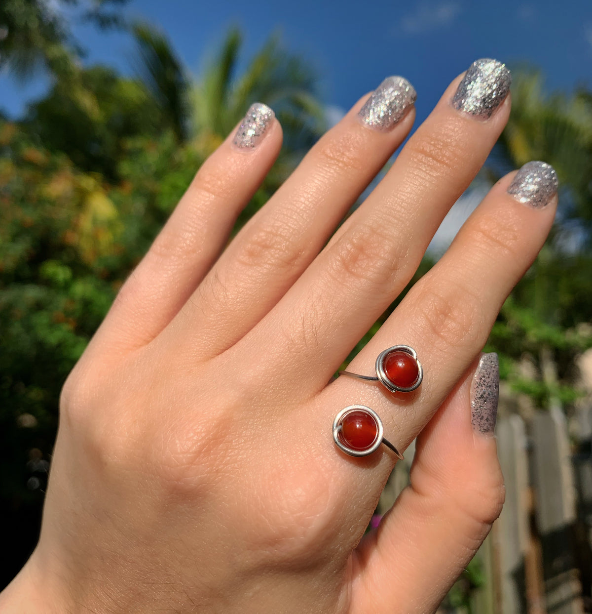 Crystal Double Ring - Stainless Steel