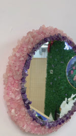 Load and play video in Gallery viewer, Round Amethyst and Rose Quartz Mirror
