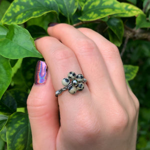 Crystal Flower Rings By Size - Stainless Steel