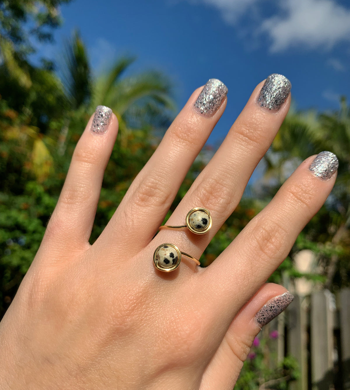 Crystal Double Adjustable Rings