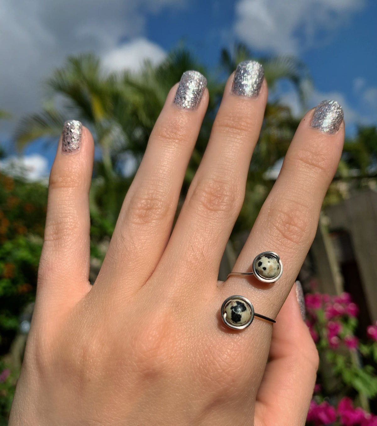 Crystal Double Ring - Stainless Steel