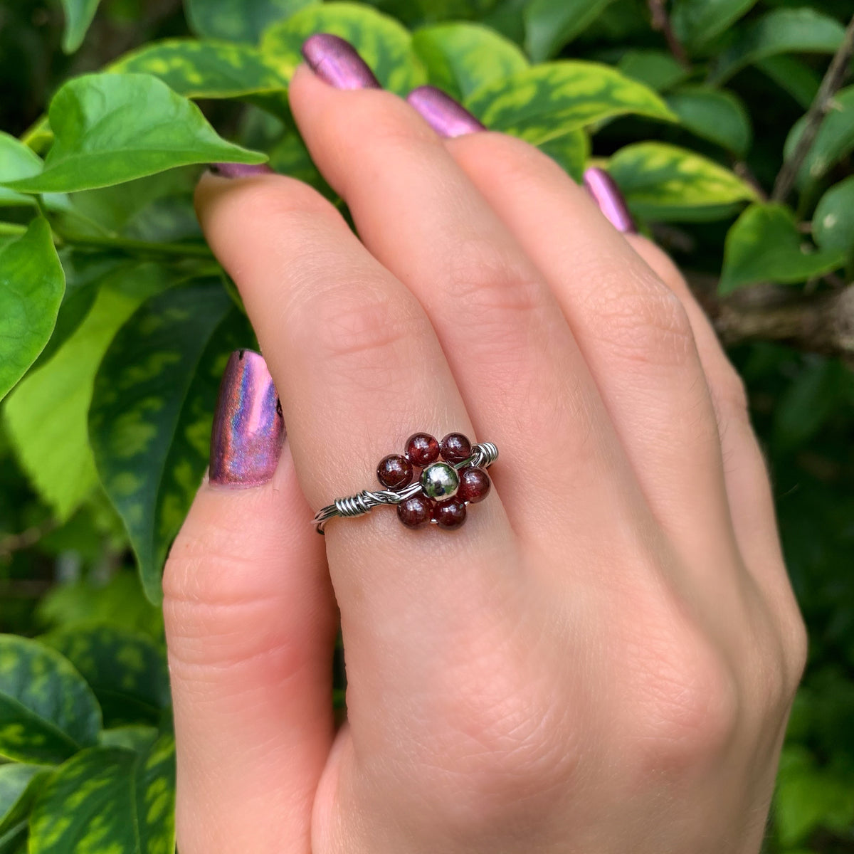 Crystal Flower Rings By Size - Stainless Steel