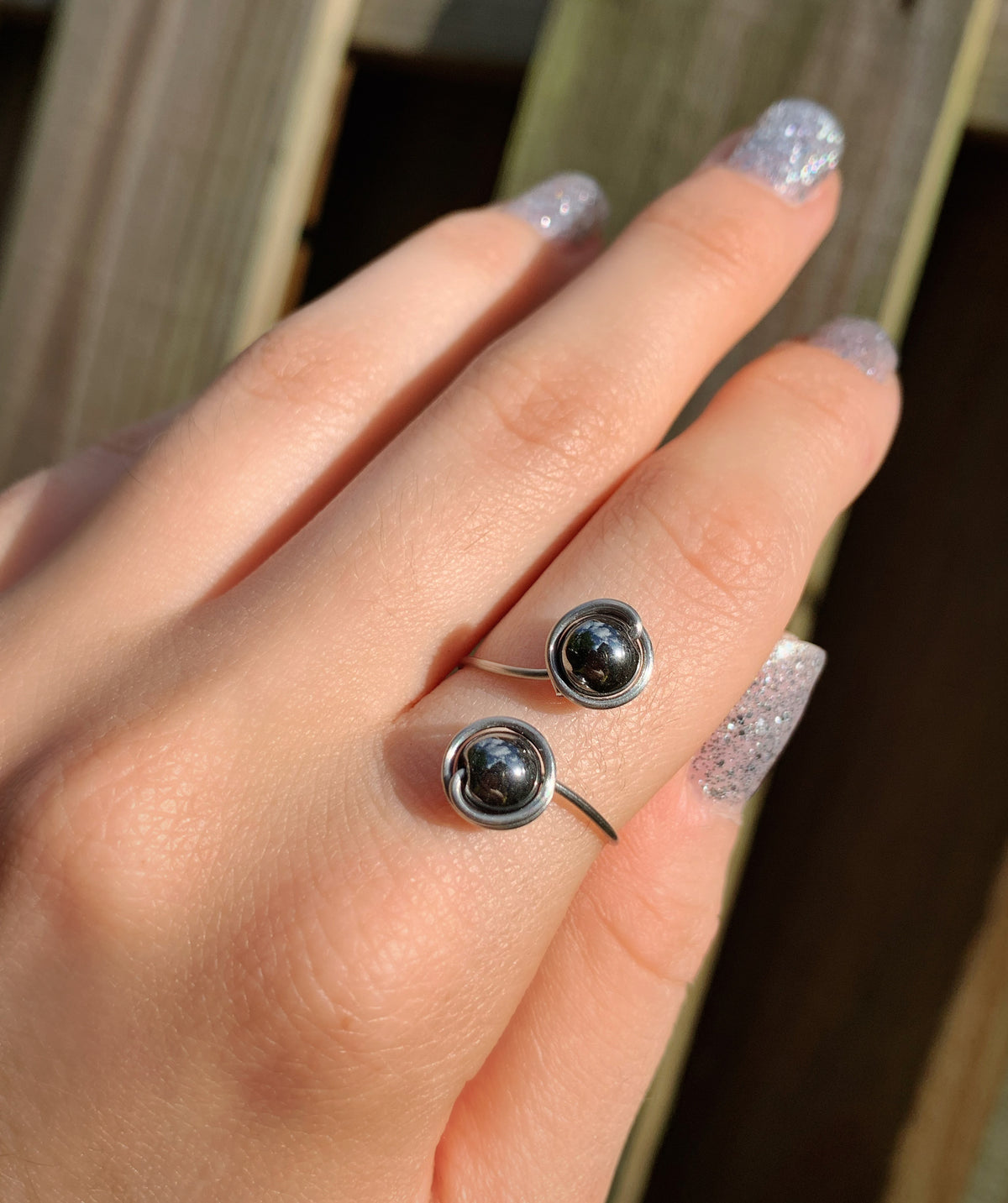 Crystal Double Ring - Stainless Steel