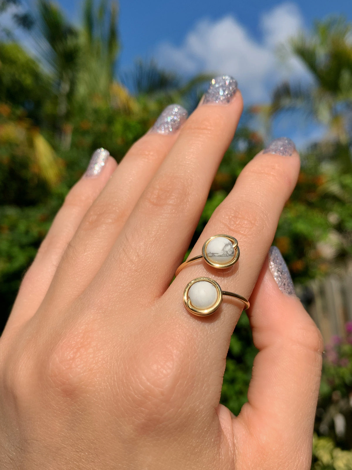 Crystal Double Adjustable Rings
