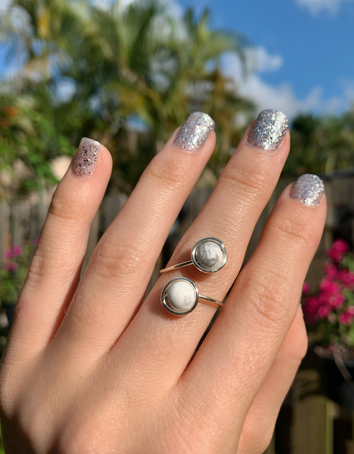 Crystal Double Adjustable Rings