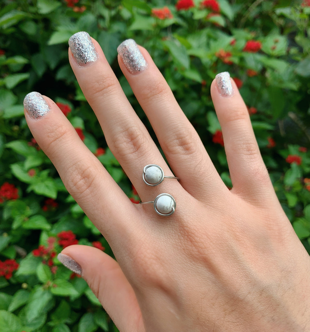 Crystal Double Ring - Stainless Steel