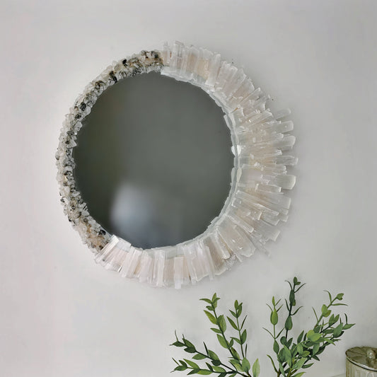 Cleansing Mirror - Selenite, Moonstone & Tourmaline Quartz
