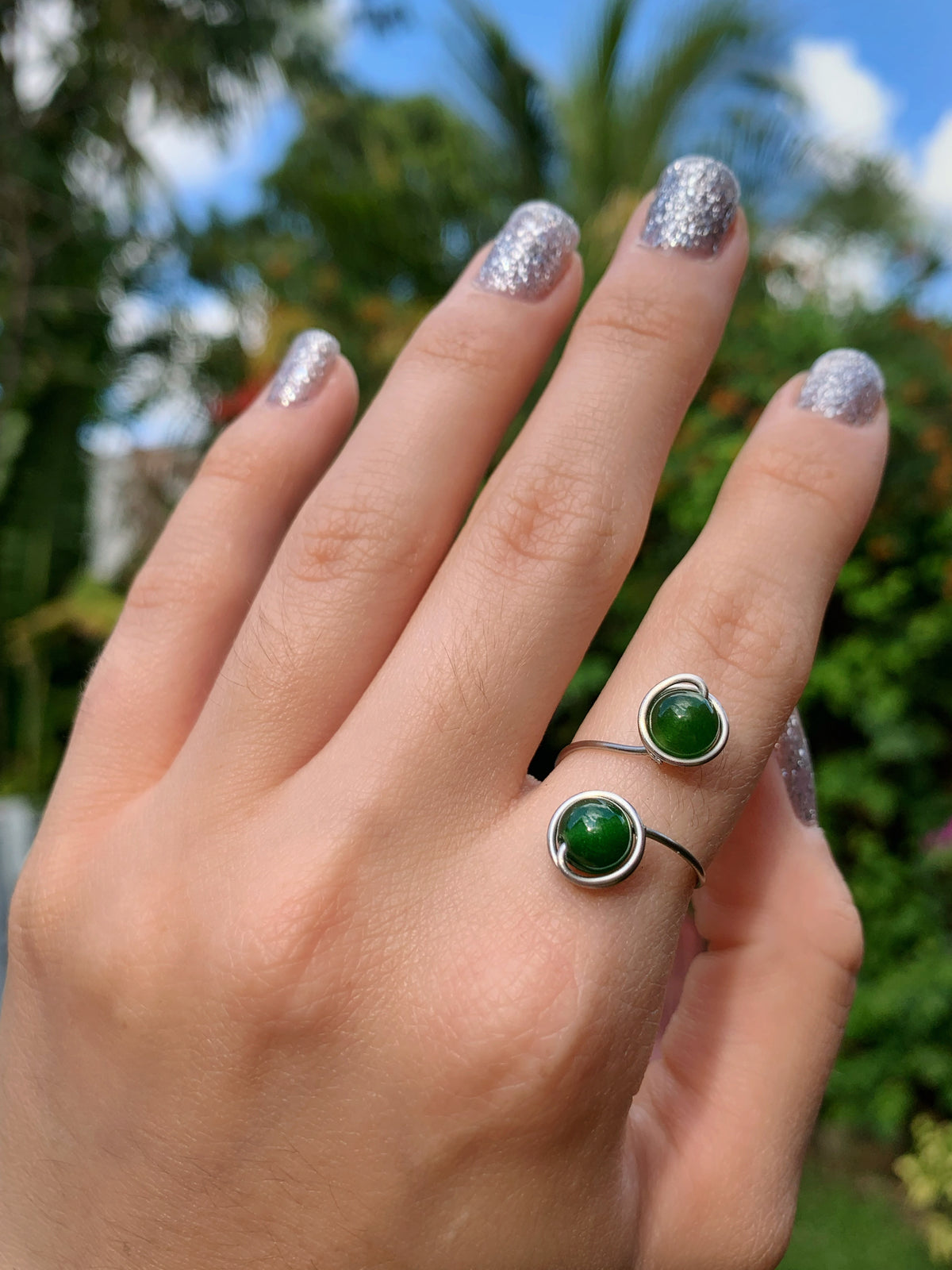 Crystal Double Ring - Stainless Steel