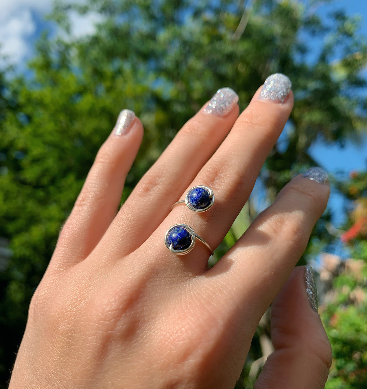 Crystal Double Adjustable Rings