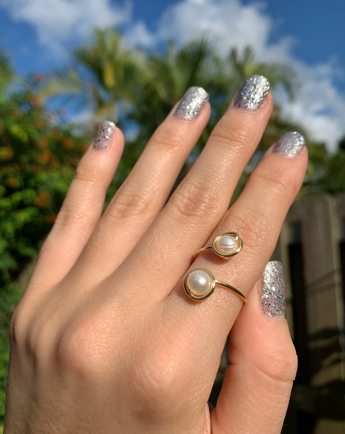 Crystal Double Adjustable Rings