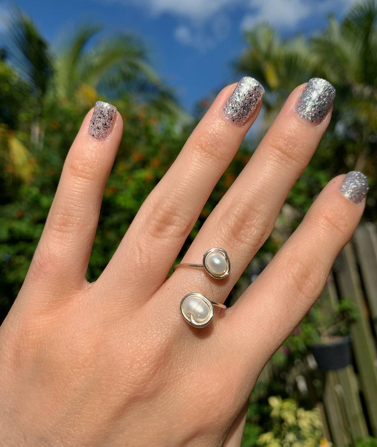 Crystal Double Adjustable Rings