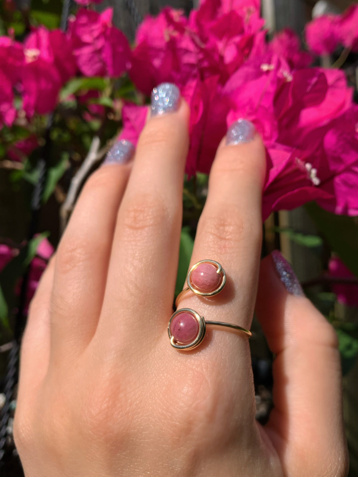 Crystal Double Adjustable Rings