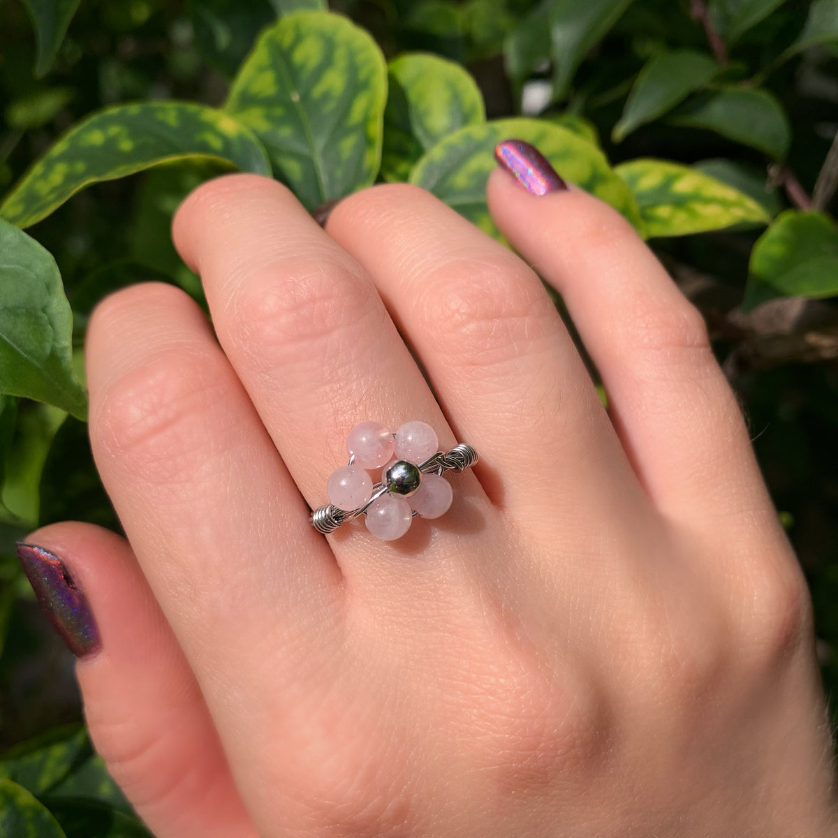 Crystal Flower Rings By Size - Stainless Steel