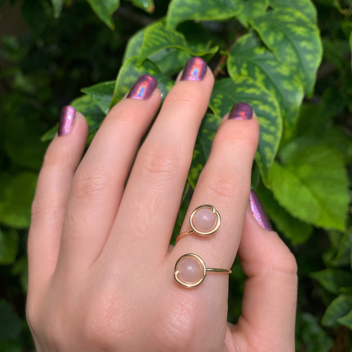 Crystal Double Adjustable Rings