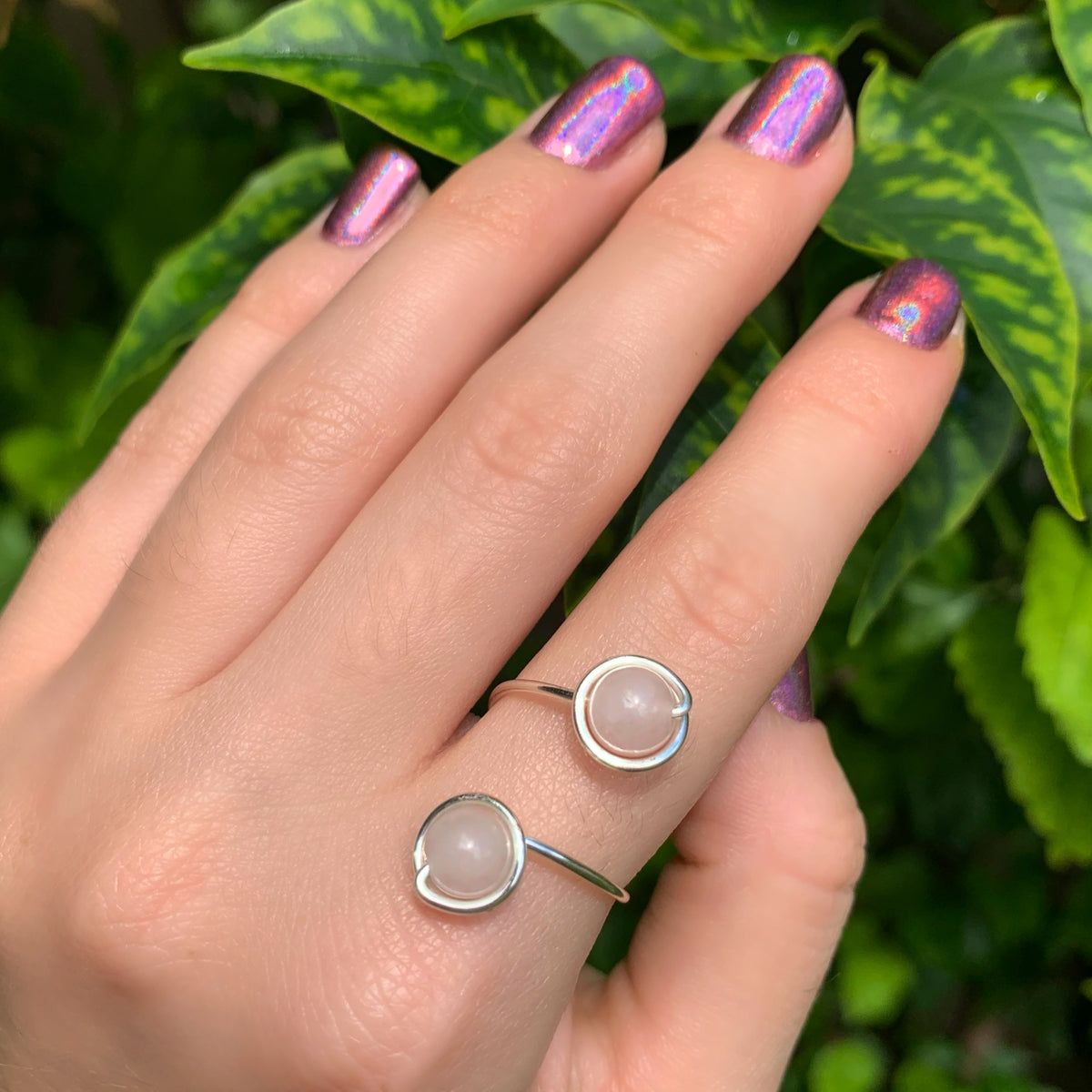 Crystal Double Adjustable Rings