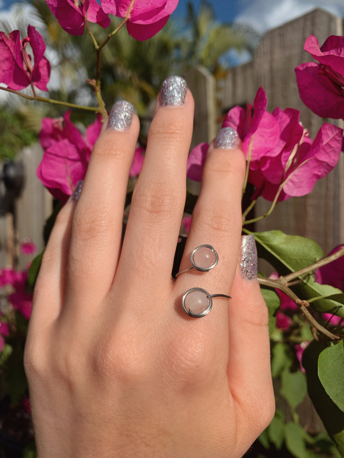 Crystal Double Ring - Stainless Steel