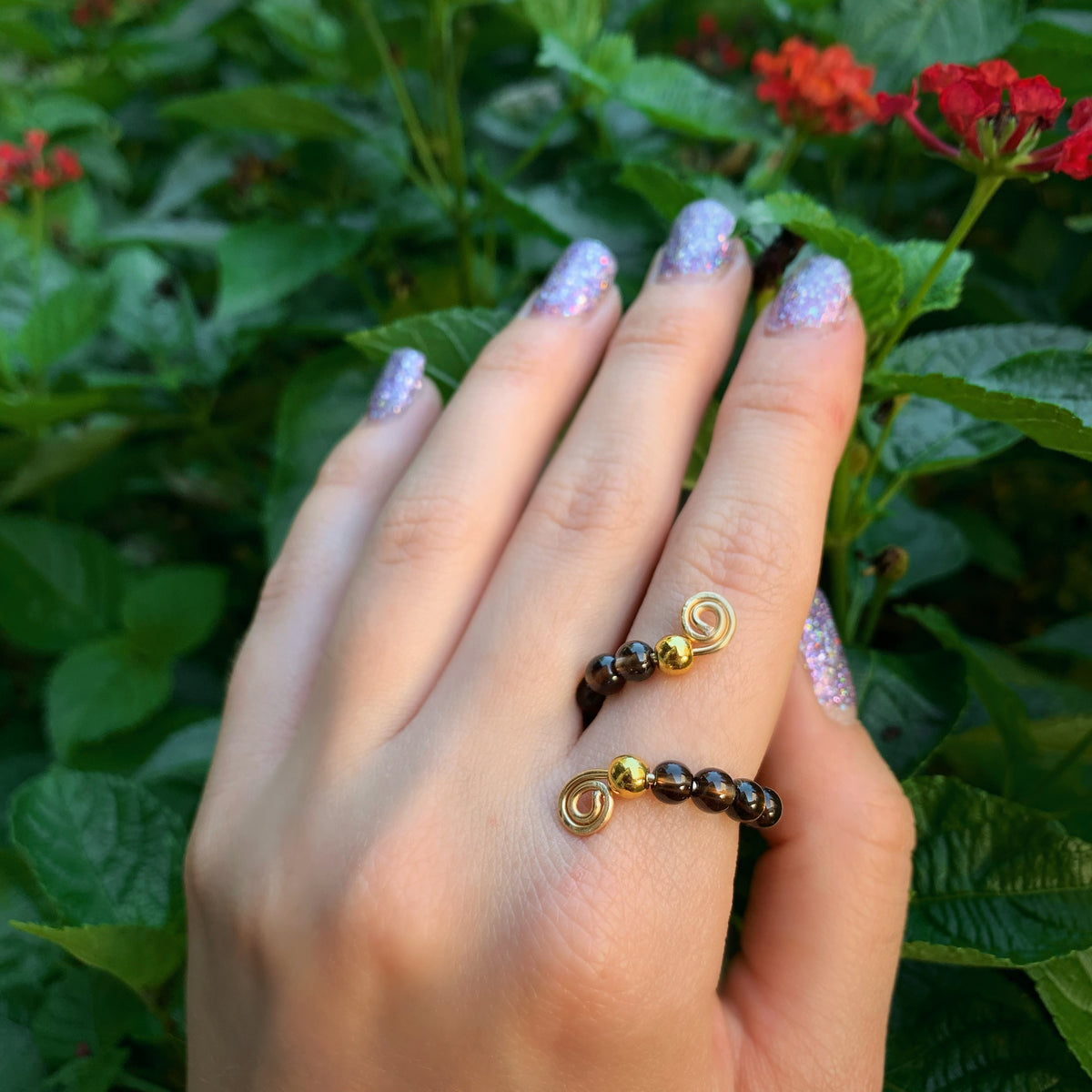 Crystal Beaded Adjustable Rings