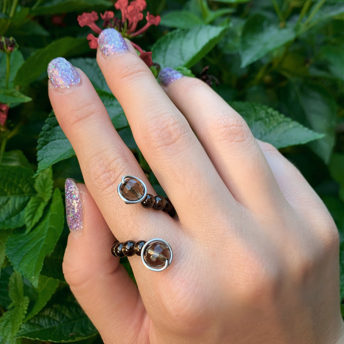Crystal Beaded Adjustable Rings