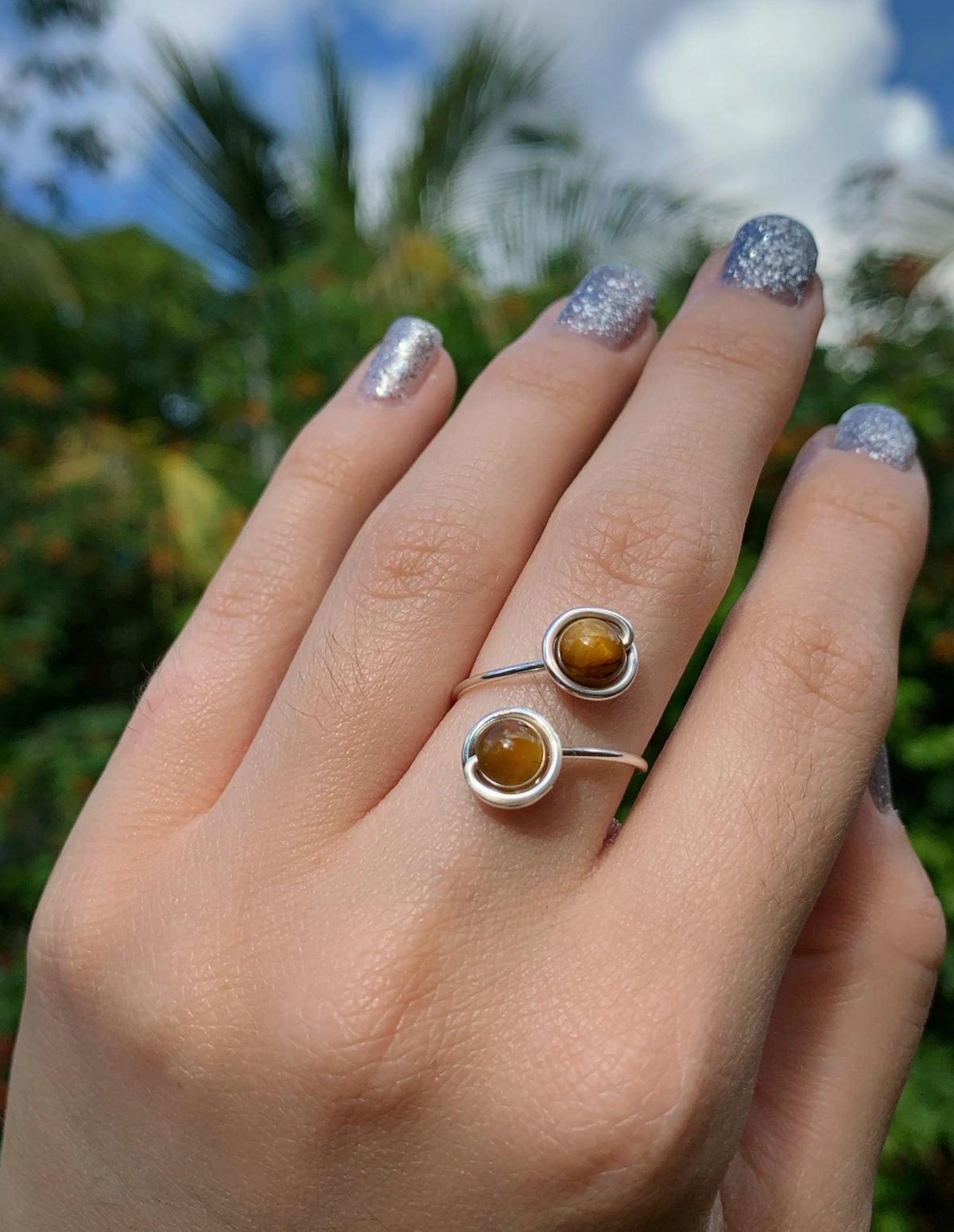Crystal Double Adjustable Rings
