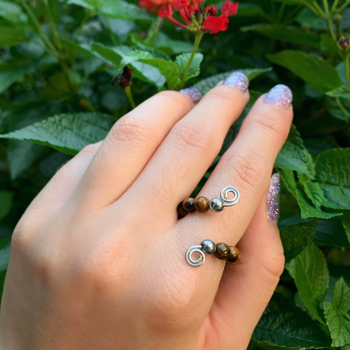 Crystal Beaded Adjustable Rings