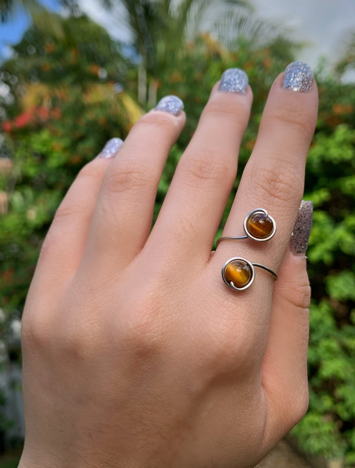Crystal Double Ring - Stainless Steel