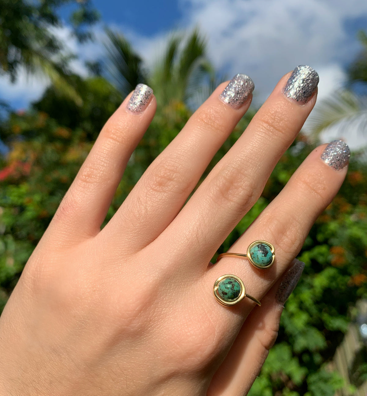 Crystal Double Adjustable Rings
